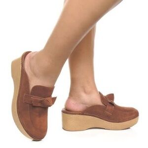 Cole Haan Suede Clog Mules Women’s 8.5 B Brown Leather Comfort Slip-On Shoes